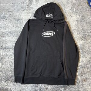 Vans Off The Wall Pullover Hoodie Mens Medium Black Logo Graphic Sweatshirt